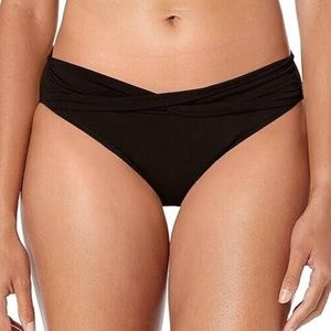 SEAFOLLY Twist Band HIPSTER Full Coverage BIKINI BOTTOM - SIZE 12 BLACK